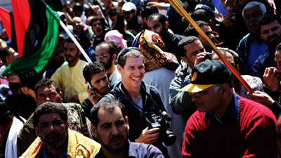 Tim Hetherington At Benghazi Rally In March